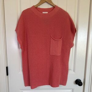 NWT Aundree by Unit Womens Coral Sleeveless Sweater Tunic Size 1X Lagen Look